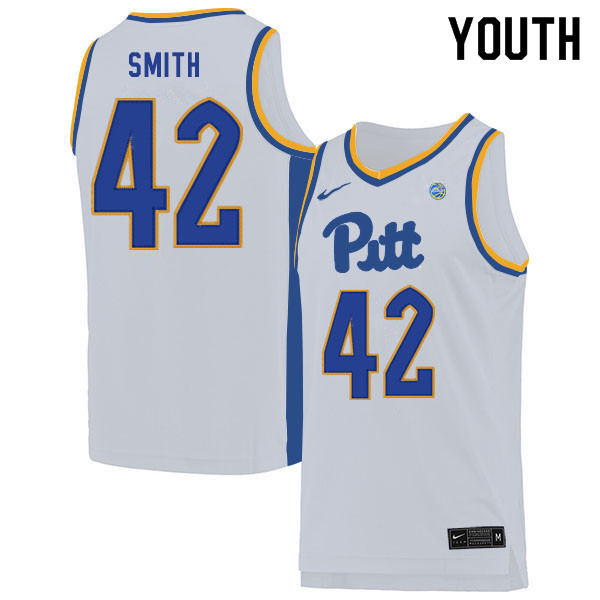 Youth #42 Chayce Smith Pitt Panthers College Basketball Jerseys Sale-White